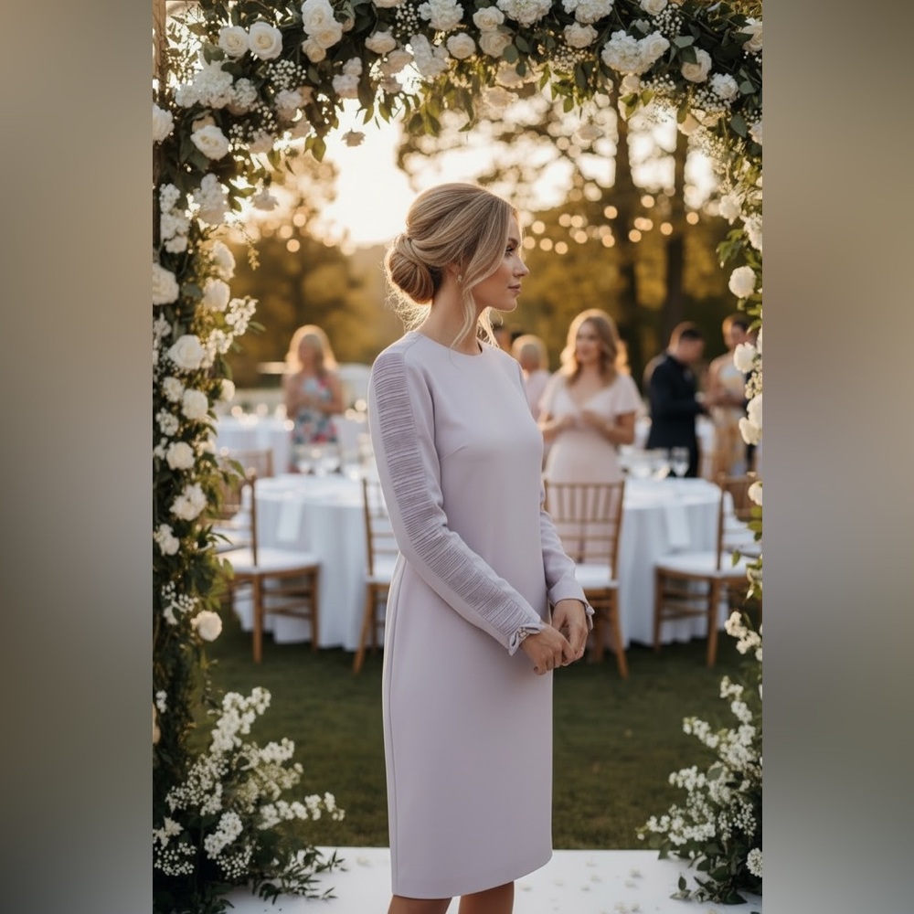 Elegant Lavender Long Sleeve  , Wedding, Spring Dress